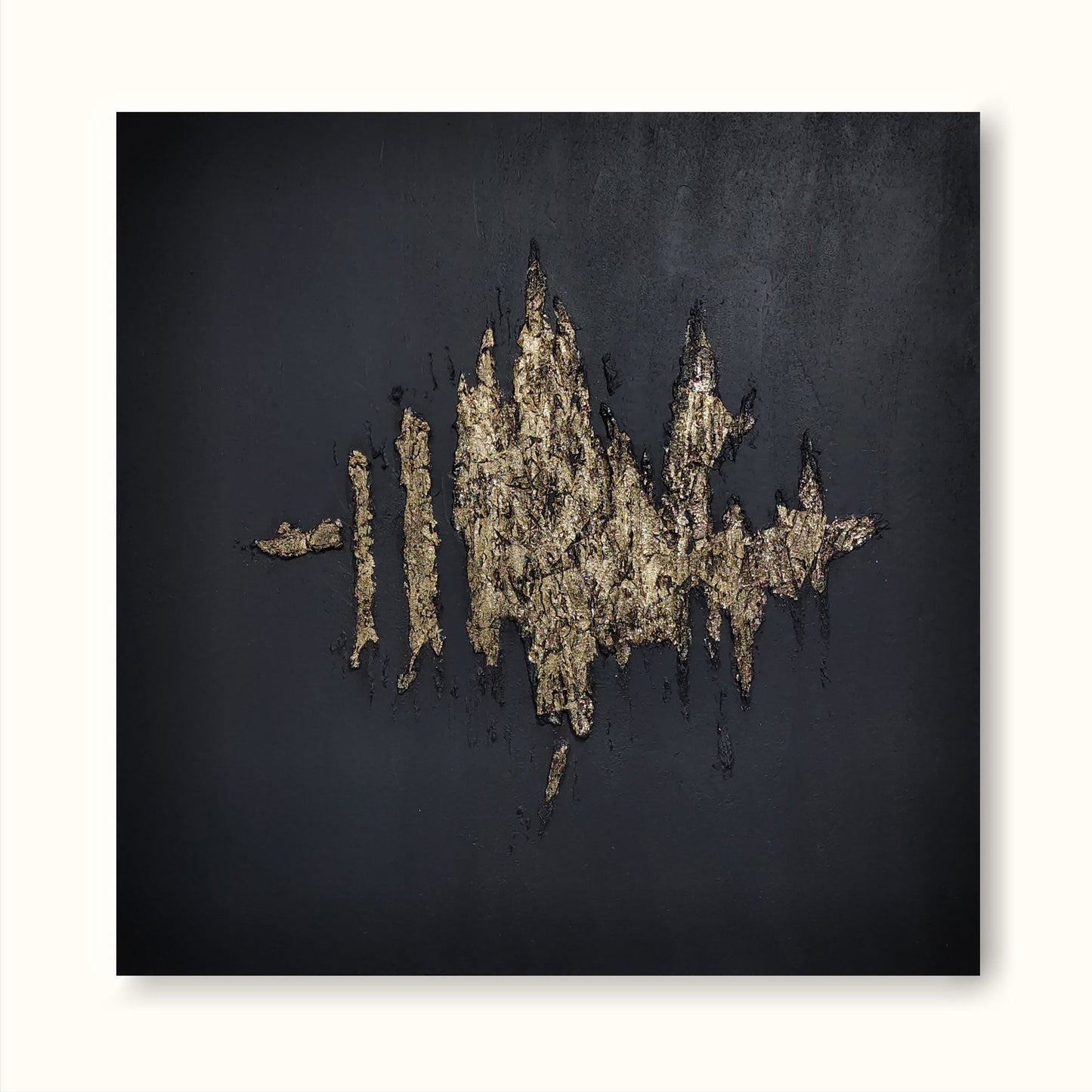 Gold and Black Minimalist Abstract Oil Painting for Contemporary Decor