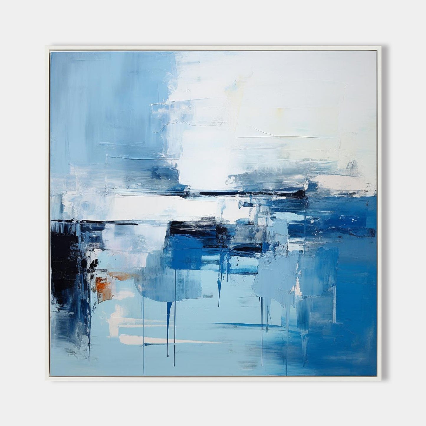 Blue Serenity: Modern Abstract Oil Painting for Contemporary Home Decor