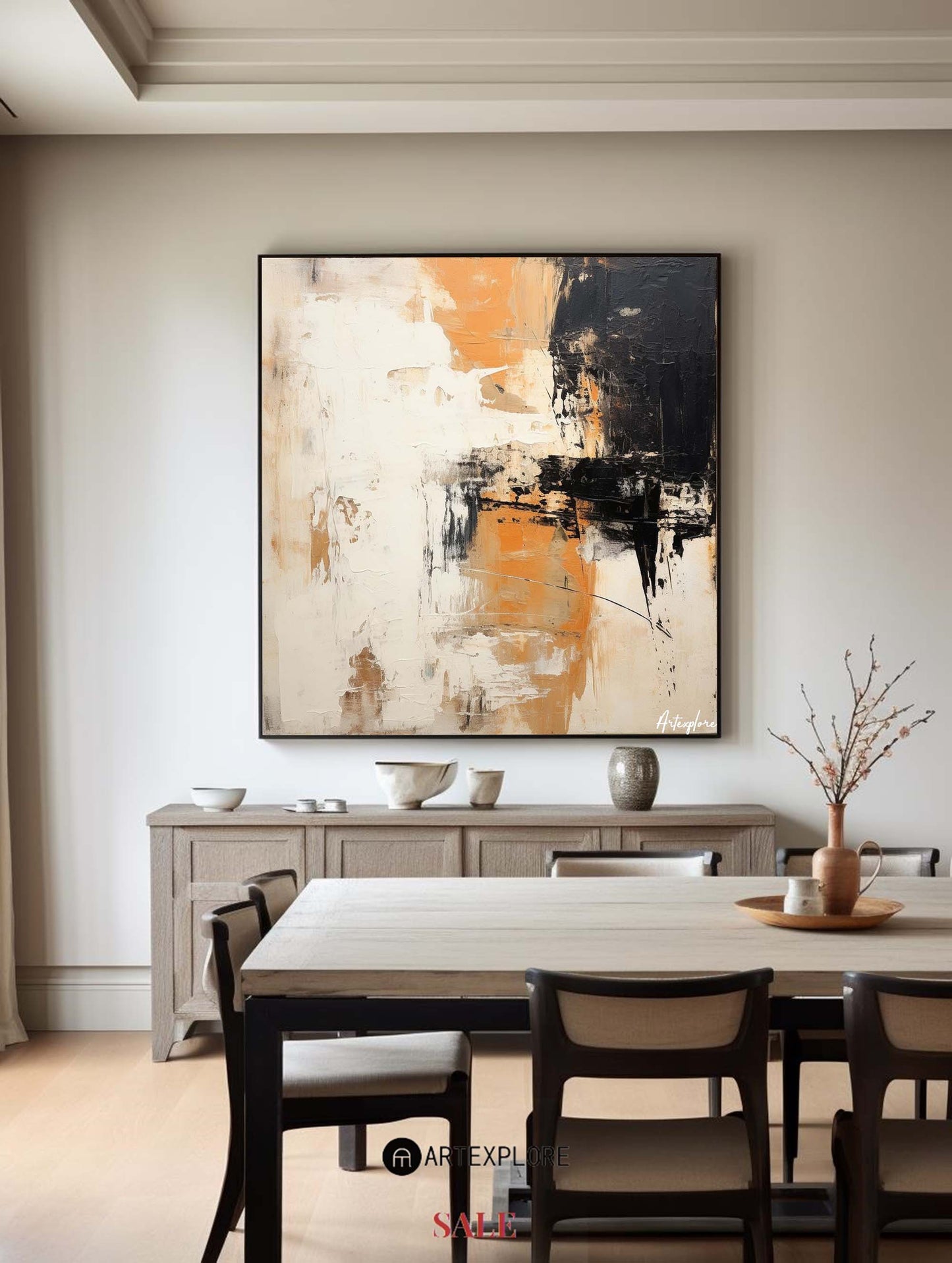 Contemporary Abstract Oil Painting with Bold Colors and Texture