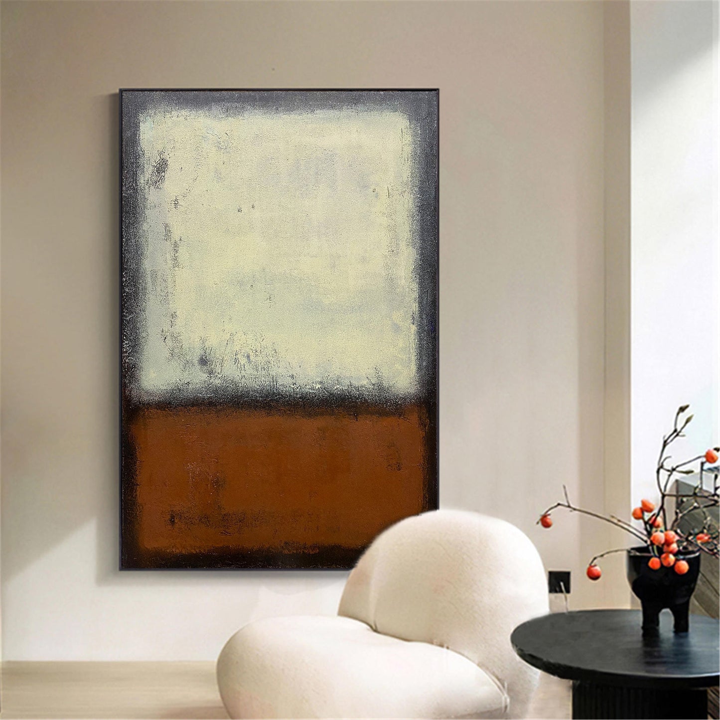 Modern Minimalist Oil Painting with Earthy Tones for Contemporary Decor