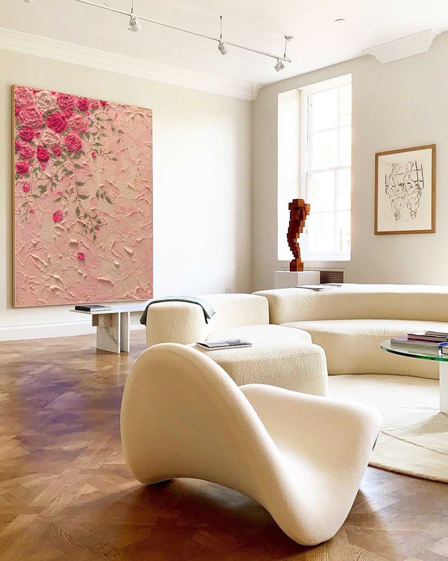 Elegant Pink Rose Oil Painting for Floral Home Décor