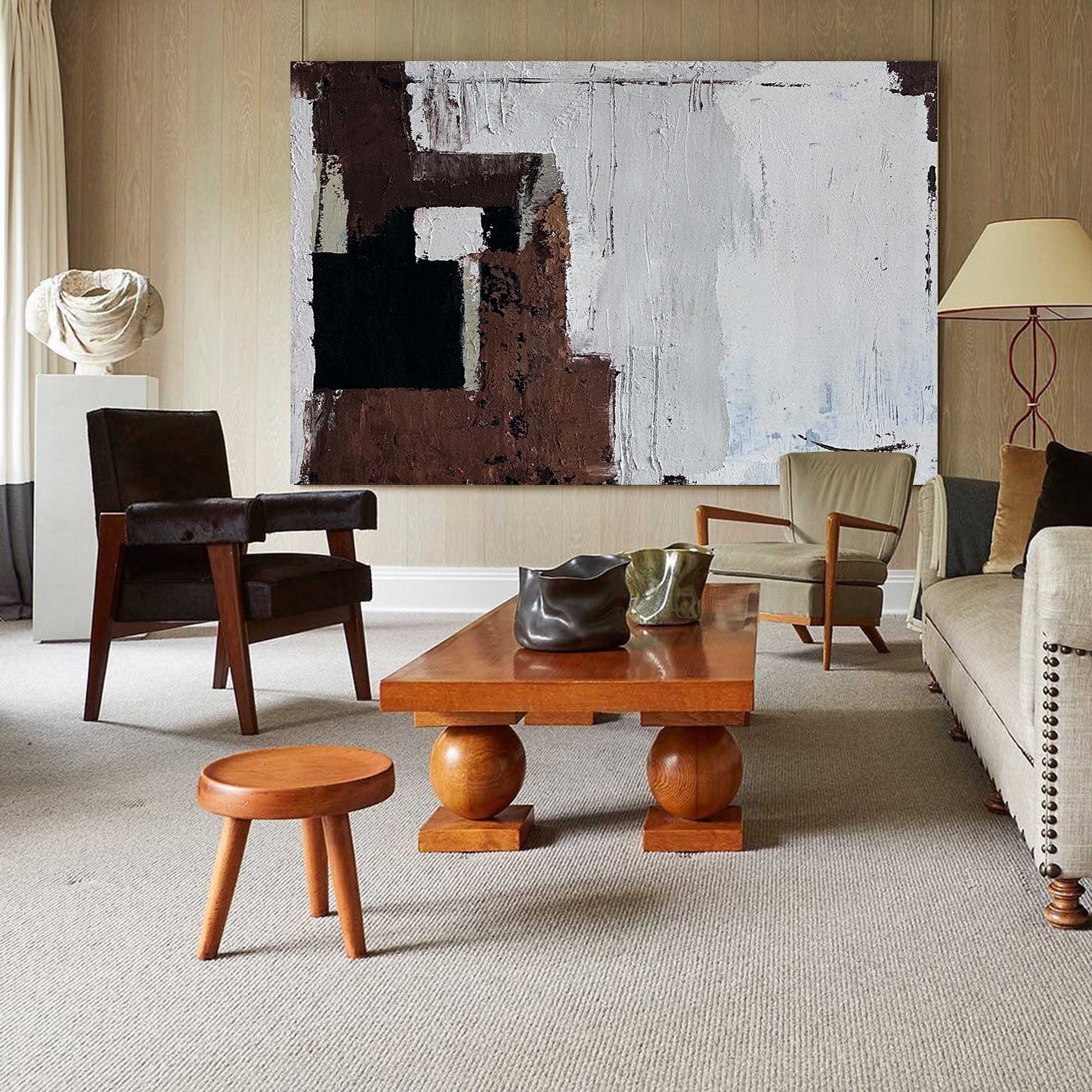 Contemporary Abstract Oil Painting with Rich Textures and Earthy Tones