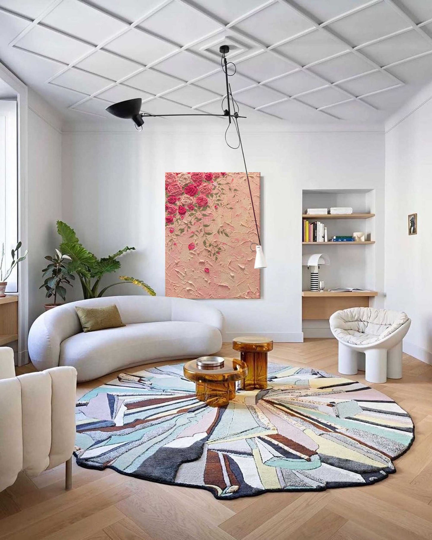 Elegant Pink Rose Oil Painting for Floral Home Décor