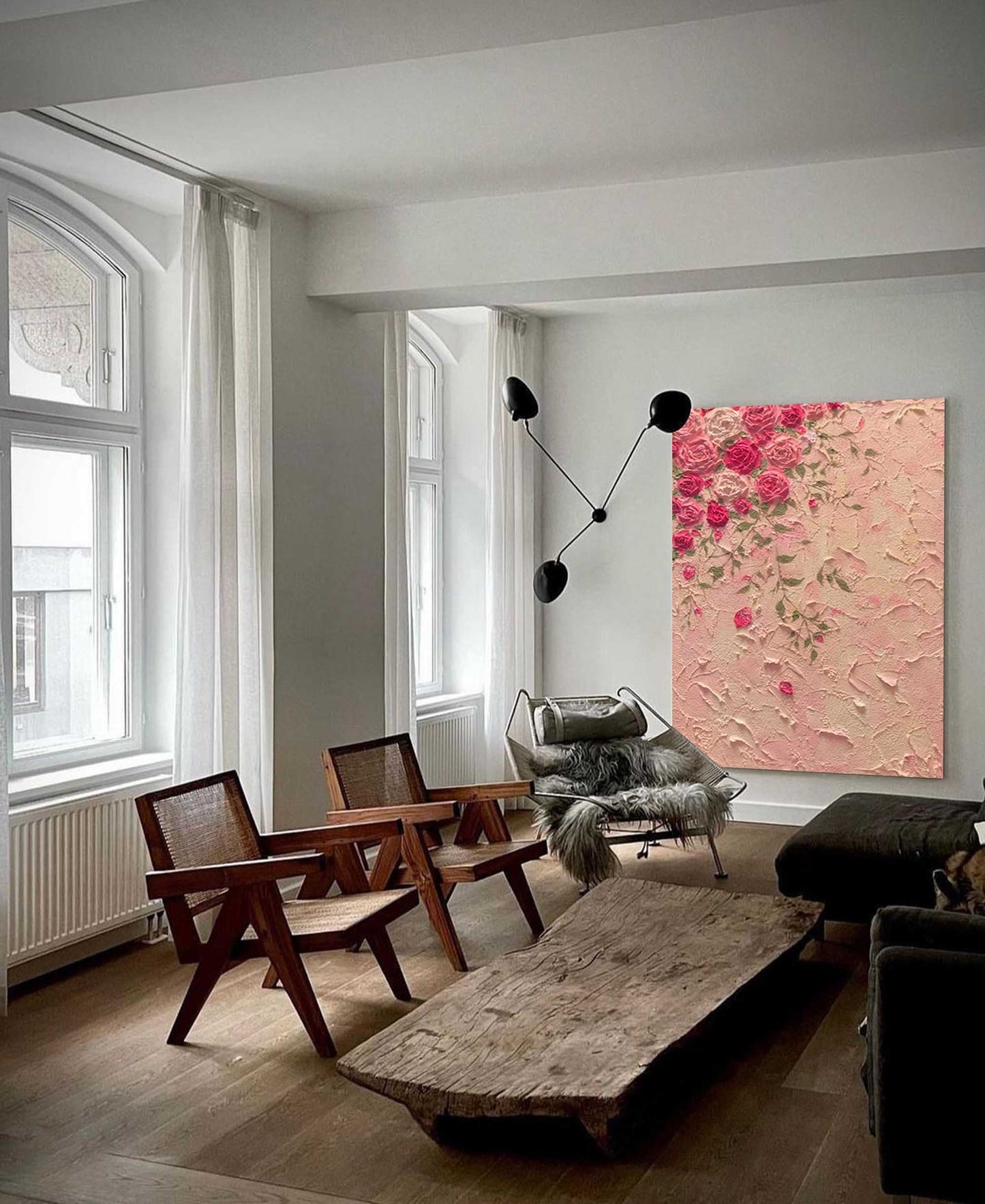 Elegant Pink Rose Oil Painting for Floral Home Décor