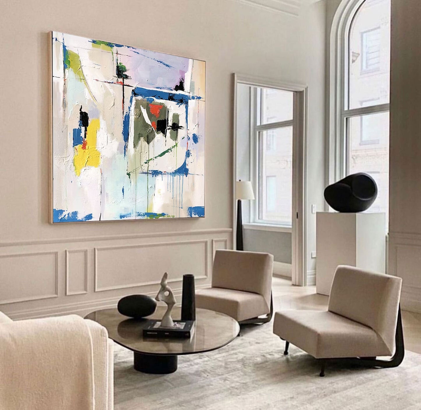 Colorful Abstract Oil Painting for Modern Home Décor