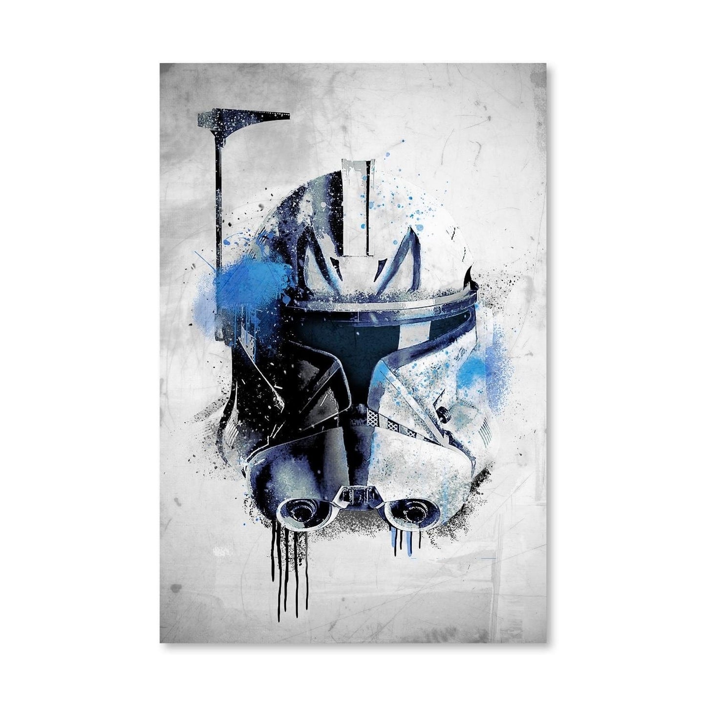 Abstract Clone Helmet Oil Painting with Blue Accents for Modern Decor