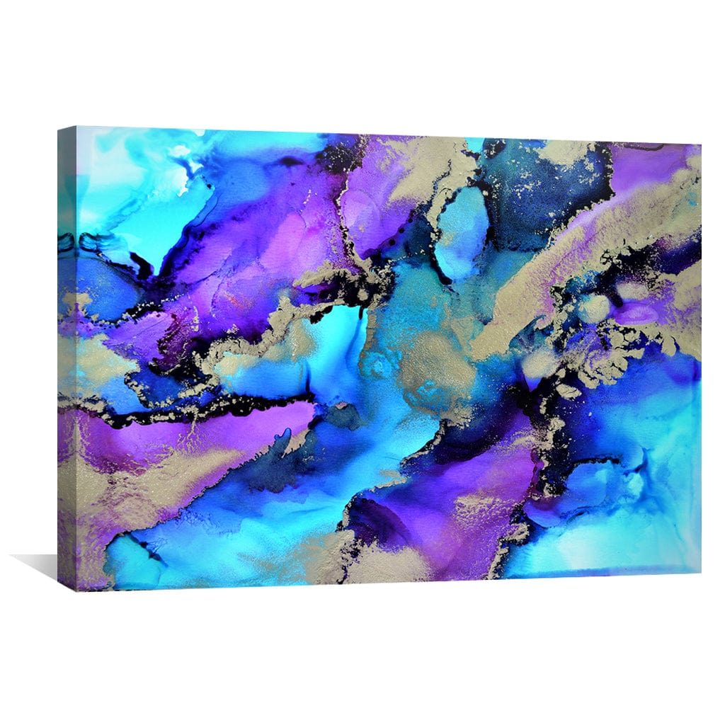 Abstract Blue and Purple Oil Painting for Modern Home Decor
