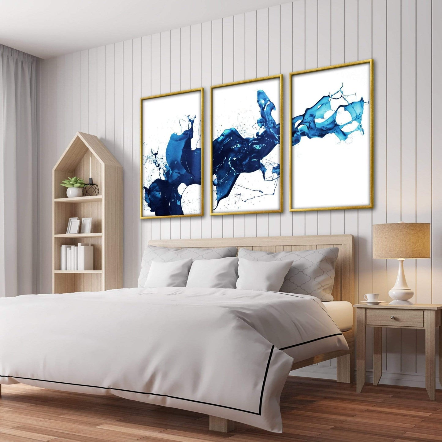 Abstract Blue Flow Oil Painting for Modern Home Decor