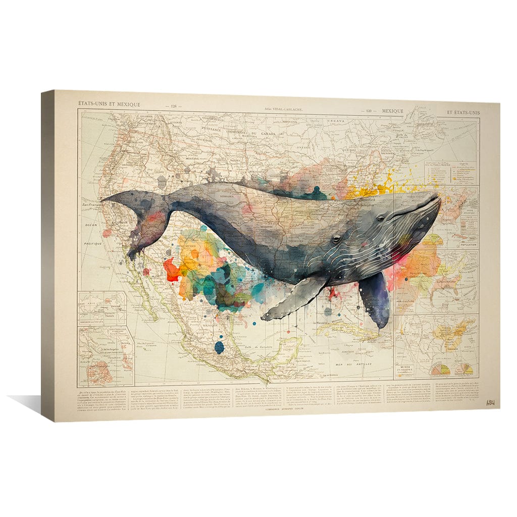 Whimsical Whale Art: Vibrant Ocean Scene Oil Painting for Home Decor