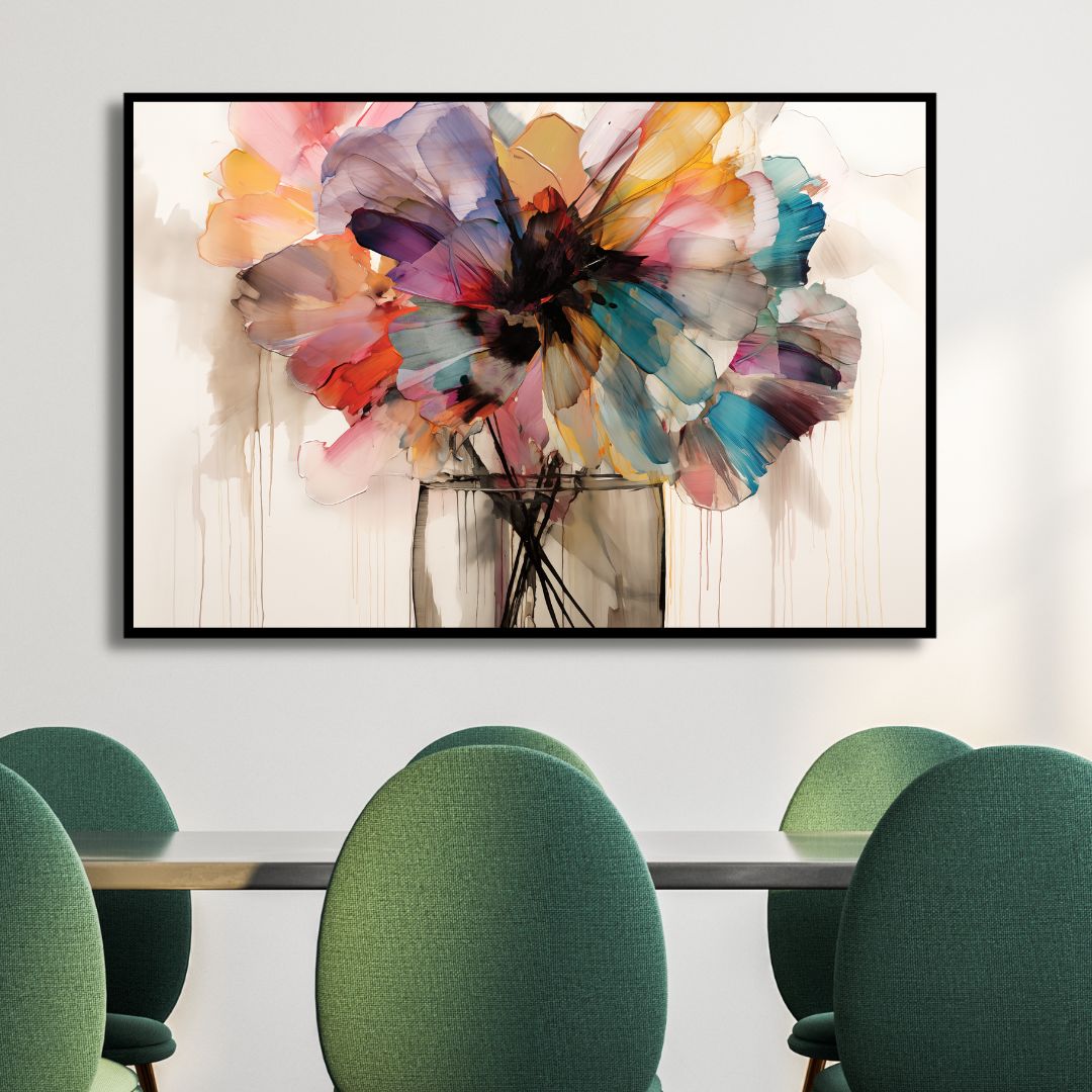 Vibrant Abstract Flower Bouquet Canvas Art for Home Decor