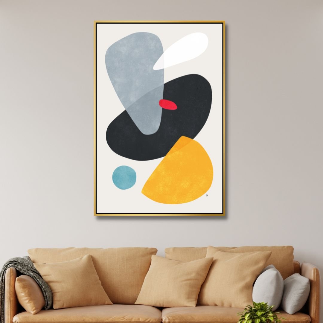 Vibrant Abstract Geometric Oil Painting for Modern Home Decor