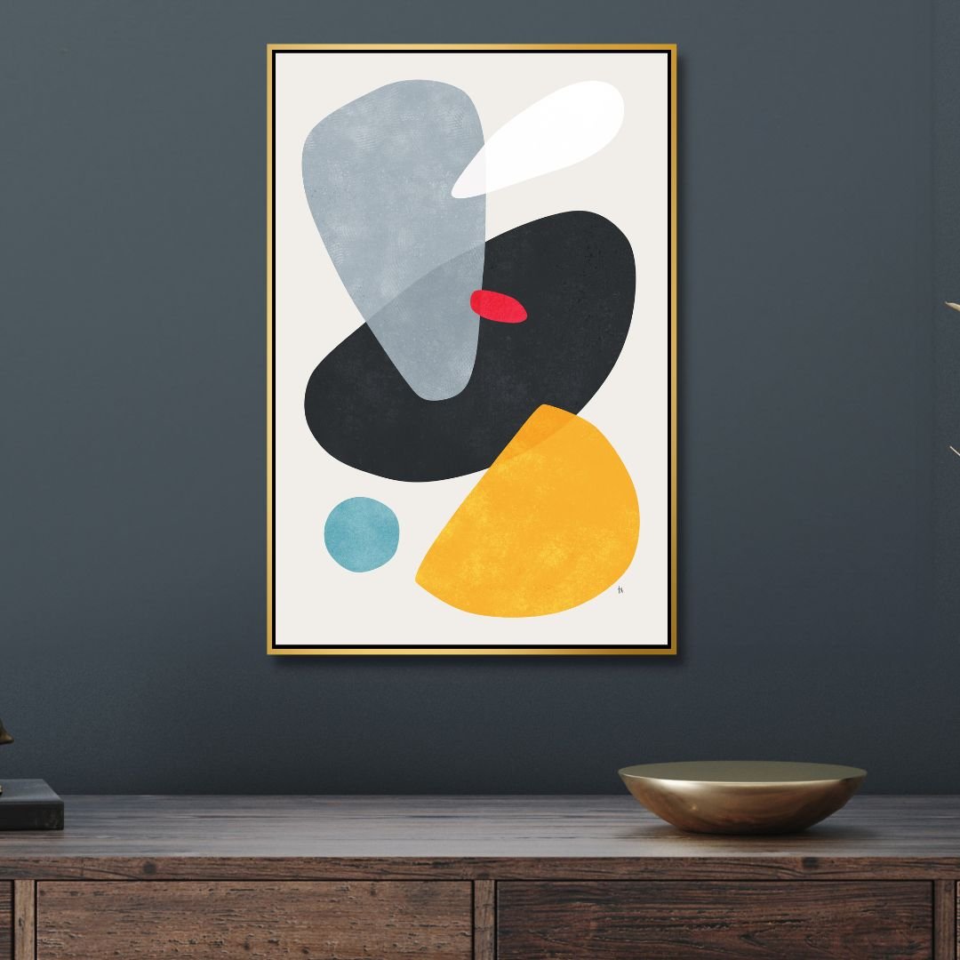 Vibrant Abstract Geometric Oil Painting for Modern Home Decor