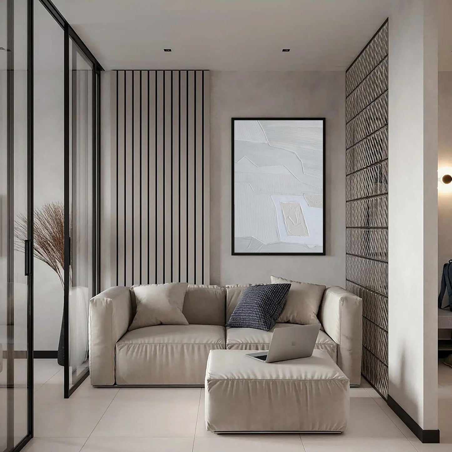 Contemporary Neutral Abstract Oil Painting for Elegant Home Decor