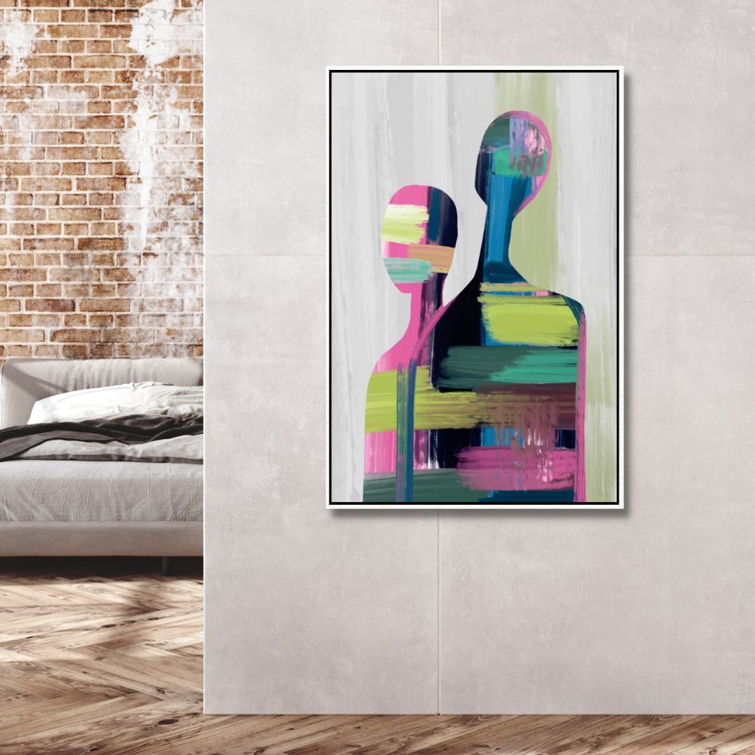 Colorful Contemporary Abstract Couple Oil Painting for Modern Home Decor