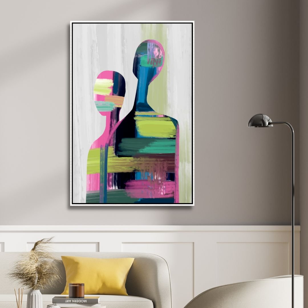 Colorful Contemporary Abstract Couple Oil Painting for Modern Home Decor