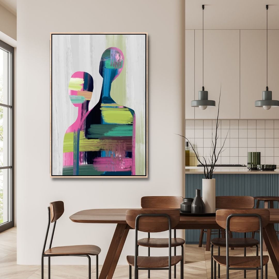 Colorful Contemporary Abstract Couple Oil Painting for Modern Home Decor