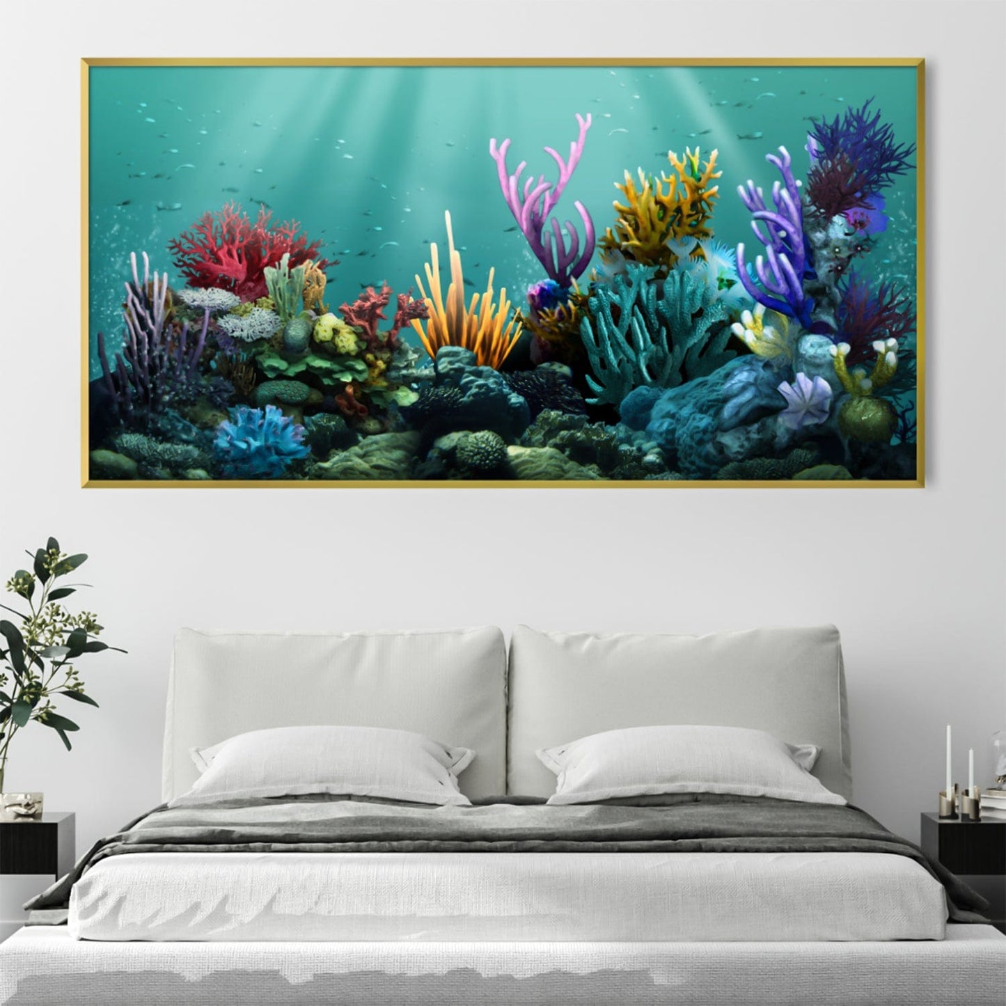 Vibrant Coral Reef Oil Painting - Underwater Paradise Wall Art Decor