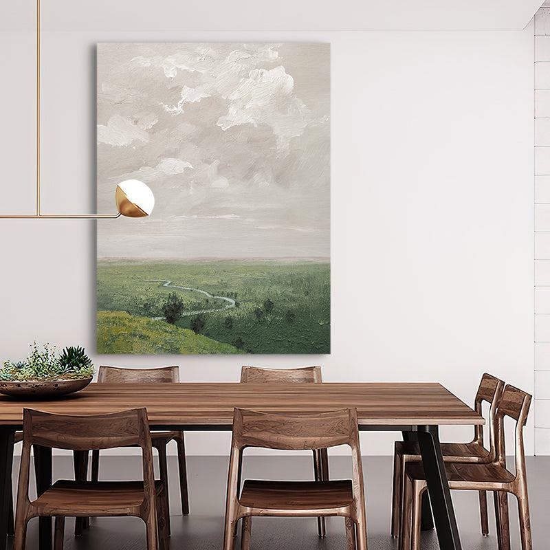 Meadow Cloudy Peaceful European Field Oil Painting 150MC