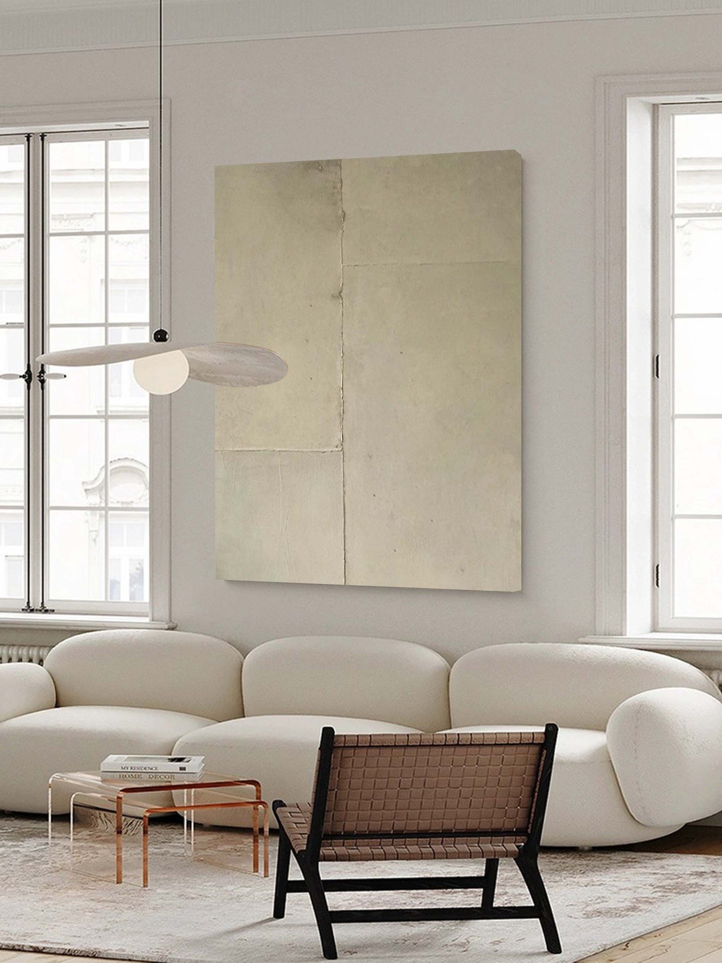 Contemporary Minimalist Geometric Oil Painting for Modern Home Decor