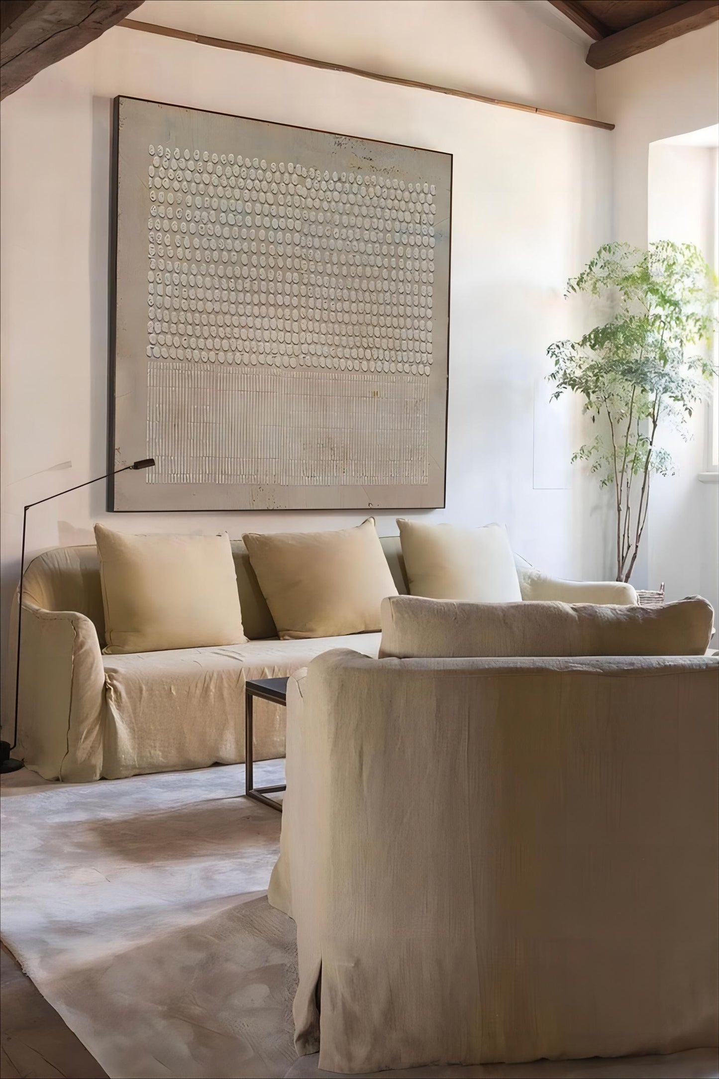 Minimalist Wabi-Sabi Abstract Oil Painting for Modern Wall Decor
