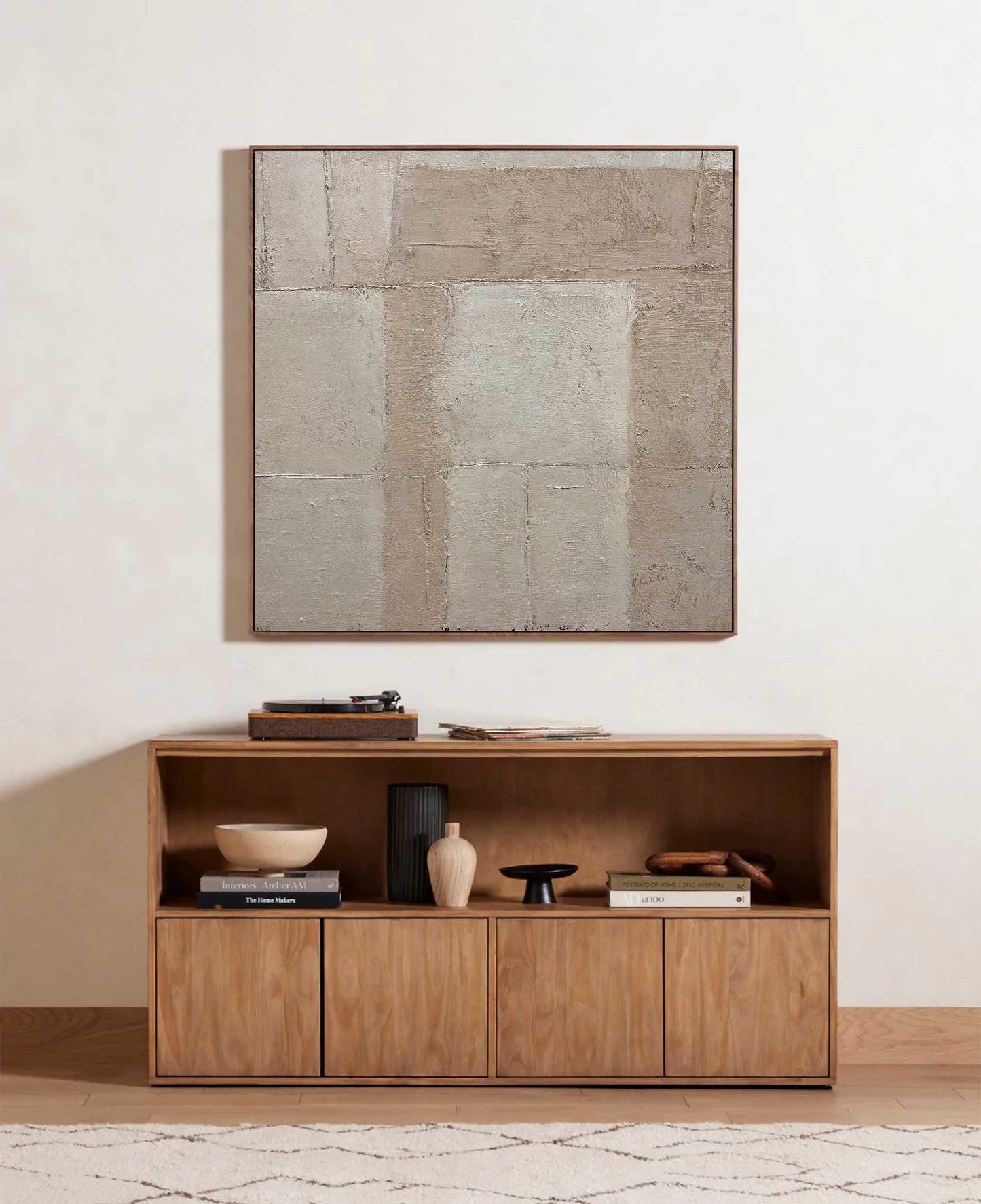 Neutral Minimalist Abstract Oil Painting for Contemporary Home Decor