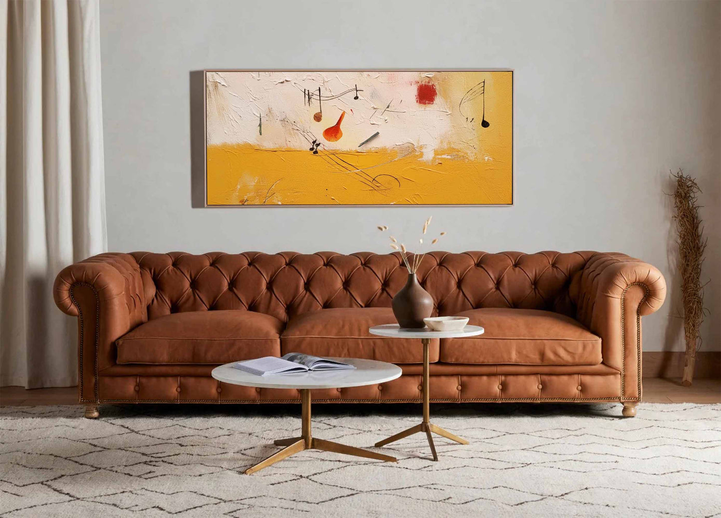 Colorful Abstract Oil Painting with Musical Motifs for Modern Home Decor