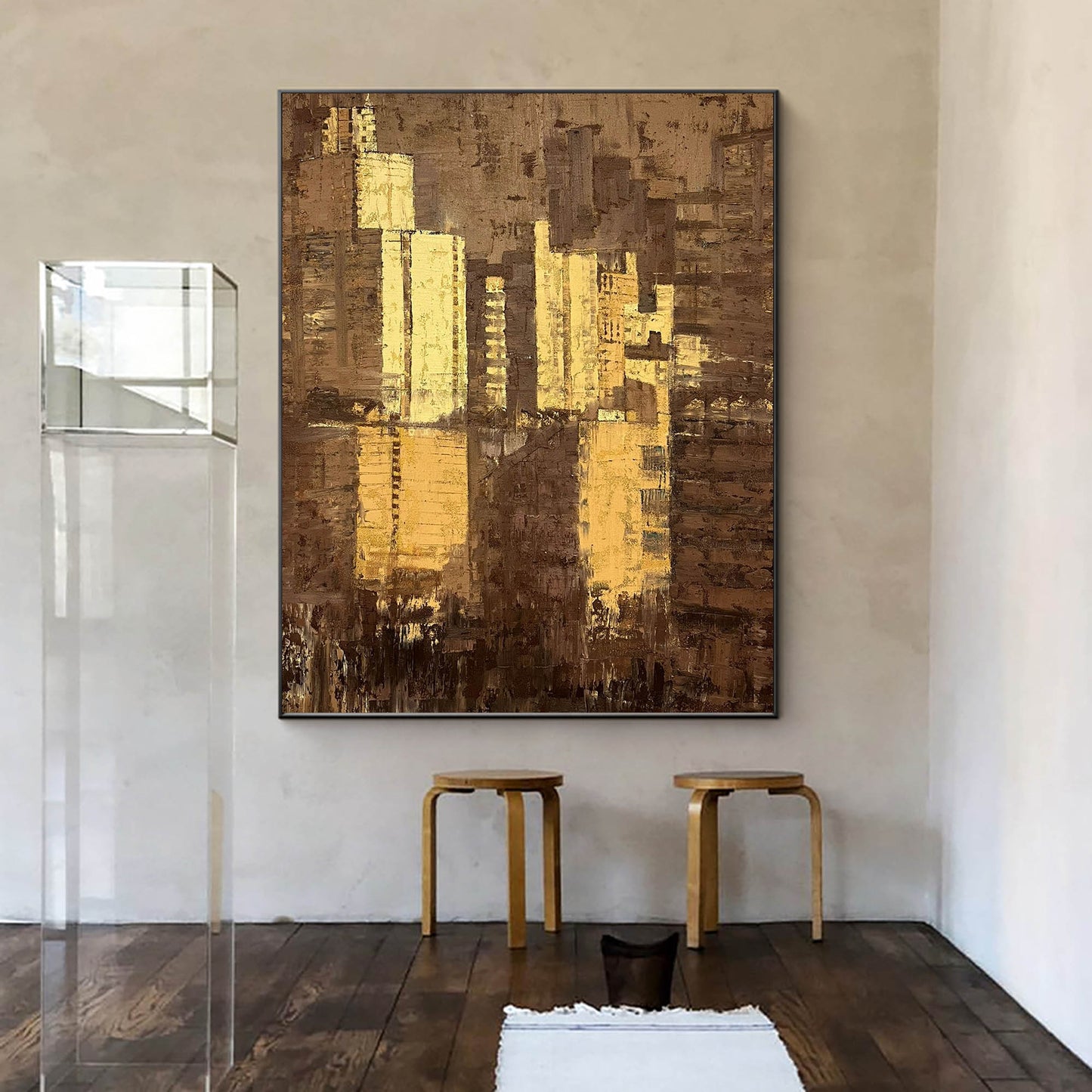 Contemporary Urban Abstract Oil Painting for Modern Home Decor