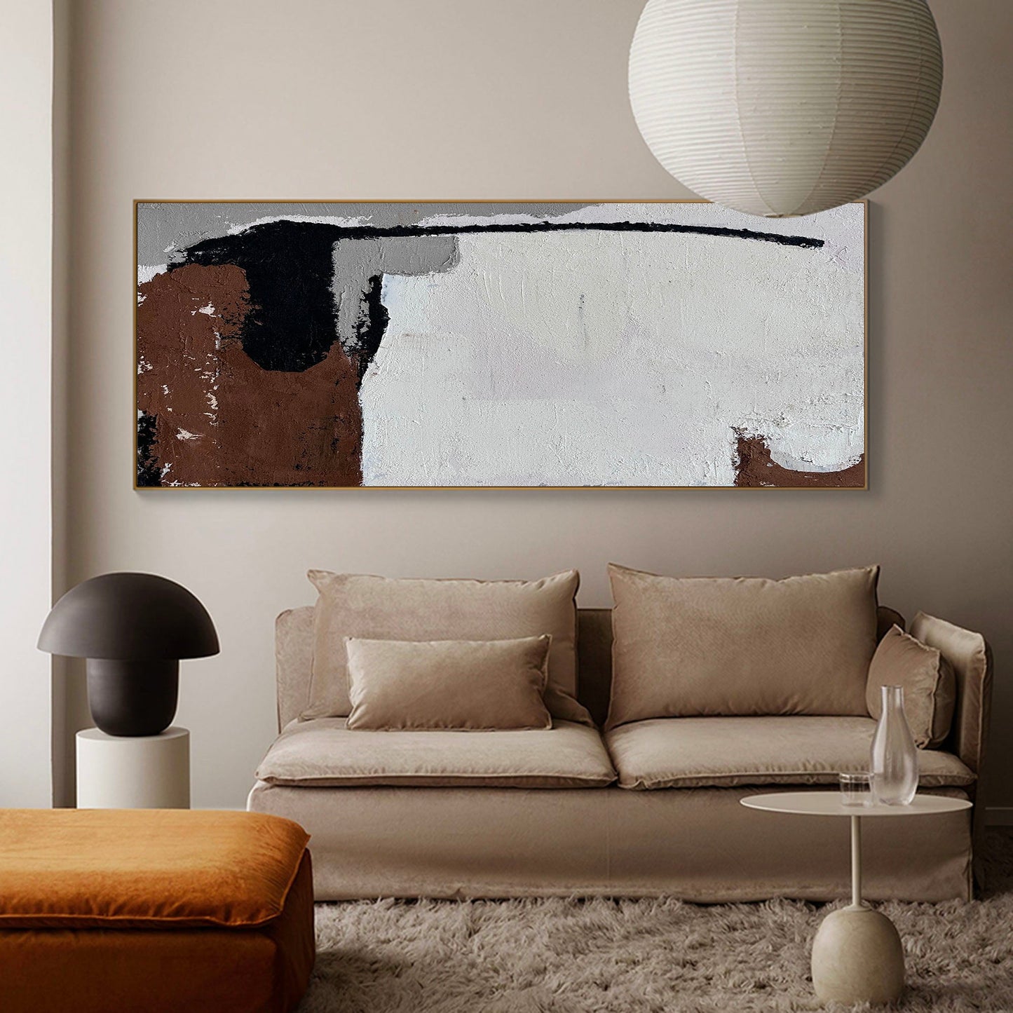 Contemporary Abstract Oil Painting with Bold Colors and Textured Design
