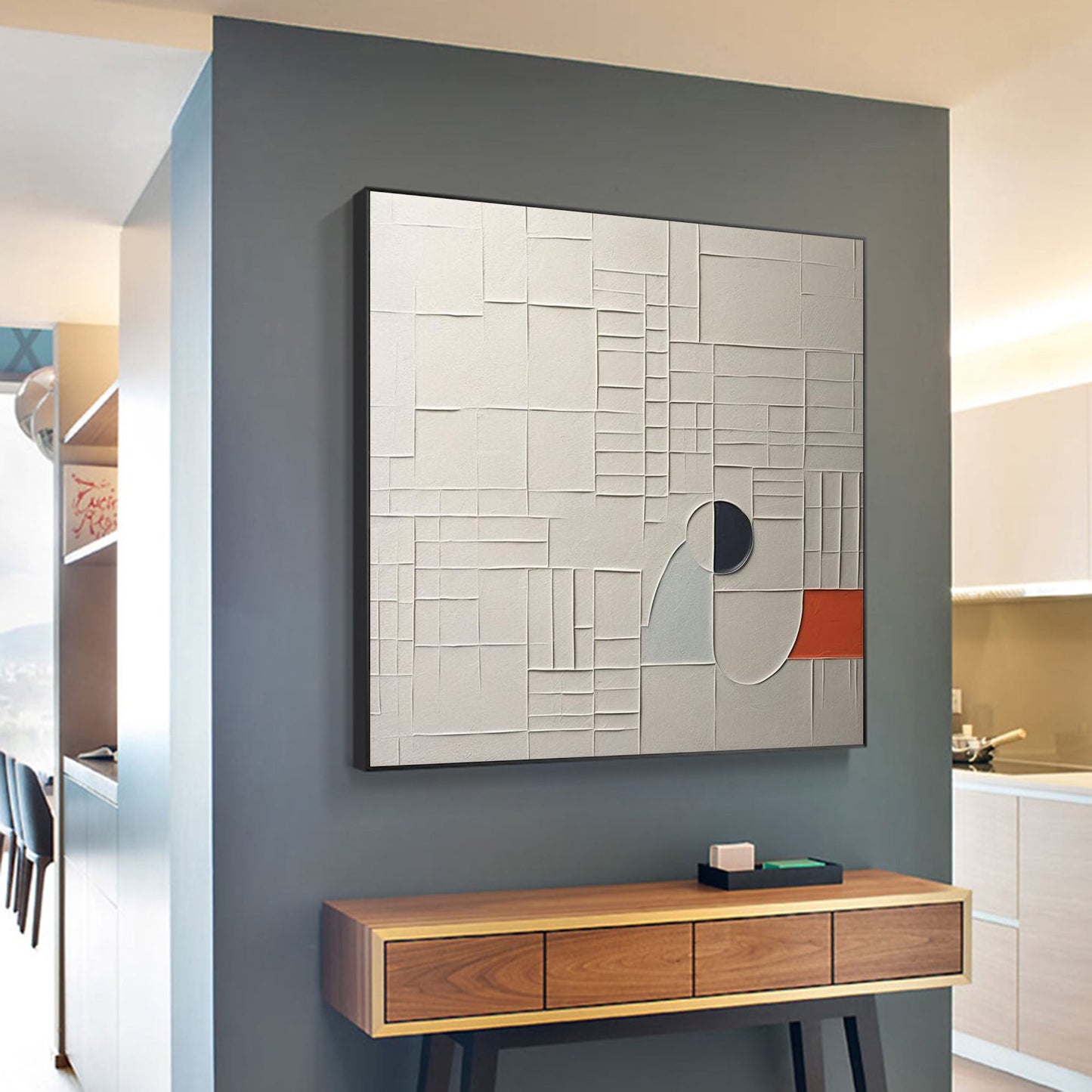 Abstract Textured Oil Painting with Modern Minimalist Design