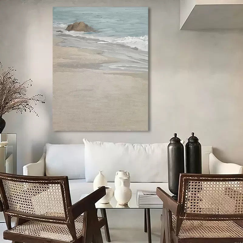 Seashore Low Tide Peaceful Beach Oil Painting