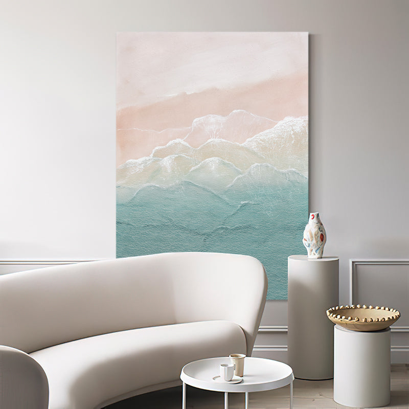California Pink Blue Waves Coast Shore Oil Painting 116CP