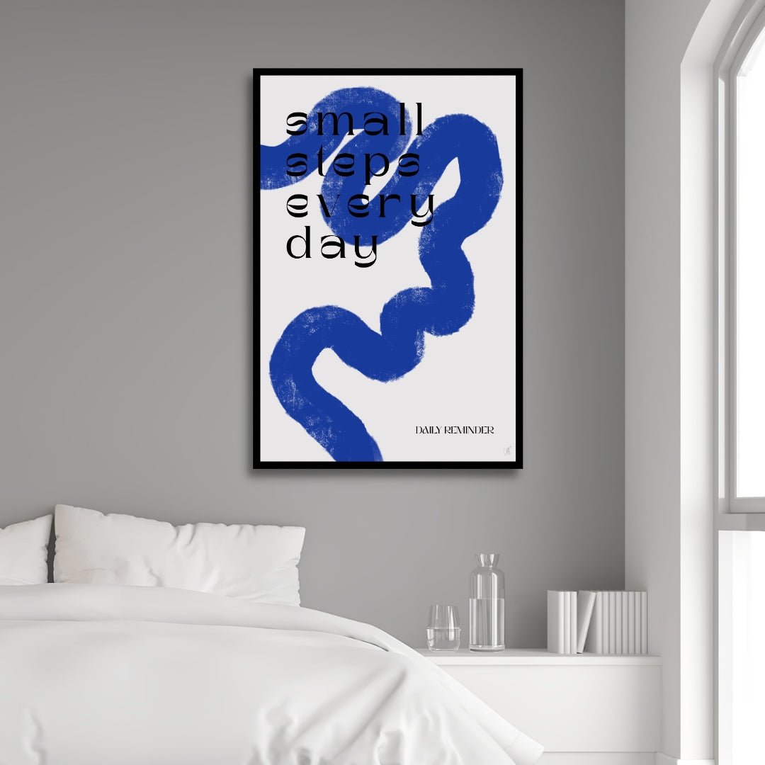 Minimalist Blue White Abstract Oil Painting for Modern Home Decor