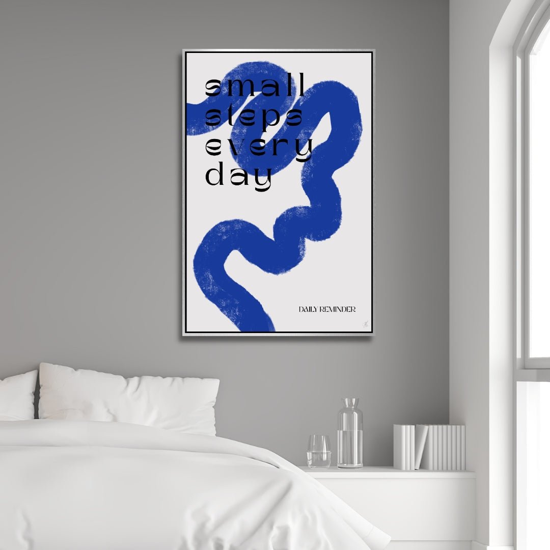 Minimalist Blue White Abstract Oil Painting for Modern Home Decor