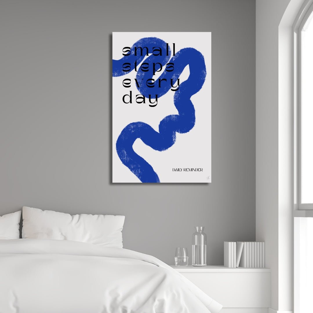 Minimalist Blue White Abstract Oil Painting for Modern Home Decor