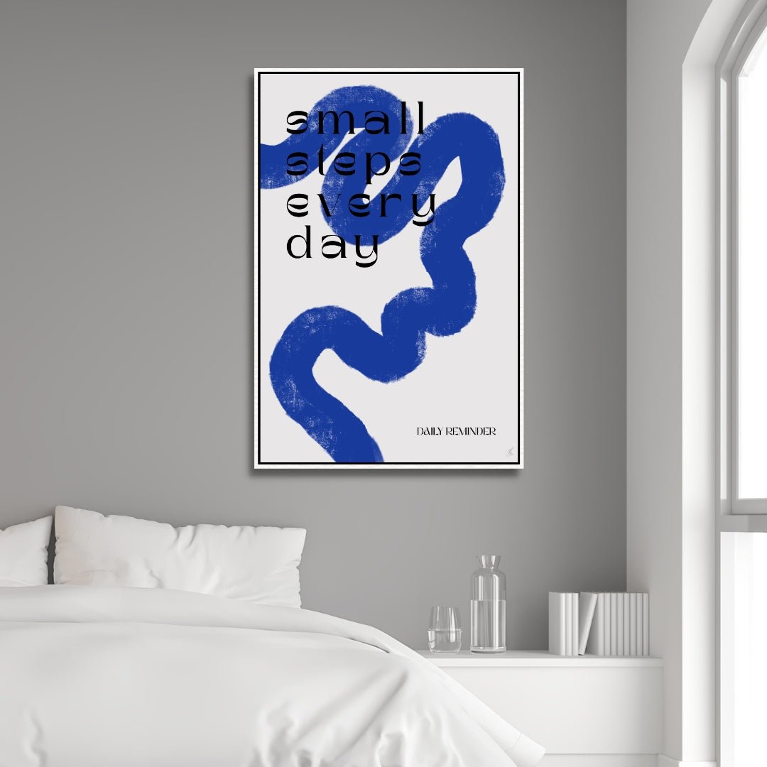Minimalist Blue White Abstract Oil Painting for Modern Home Decor