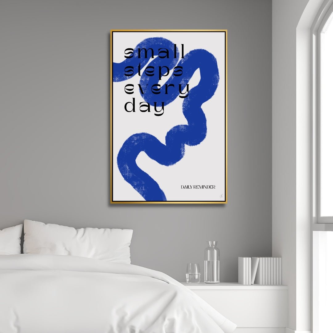 Minimalist Blue White Abstract Oil Painting for Modern Home Decor