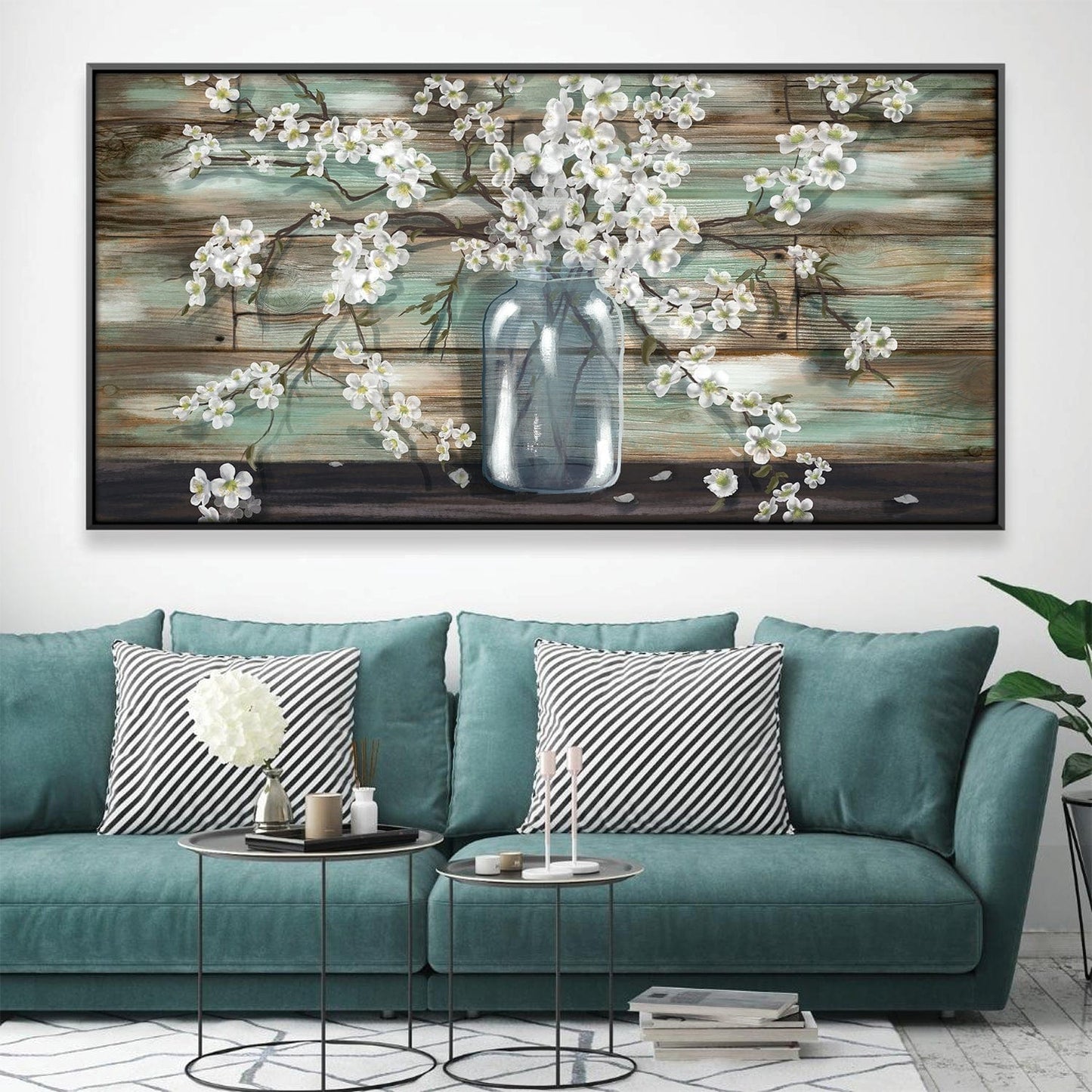Charming White Blossoms in Rustic Jar - Elegant Floral Oil Painting for Home Decor
