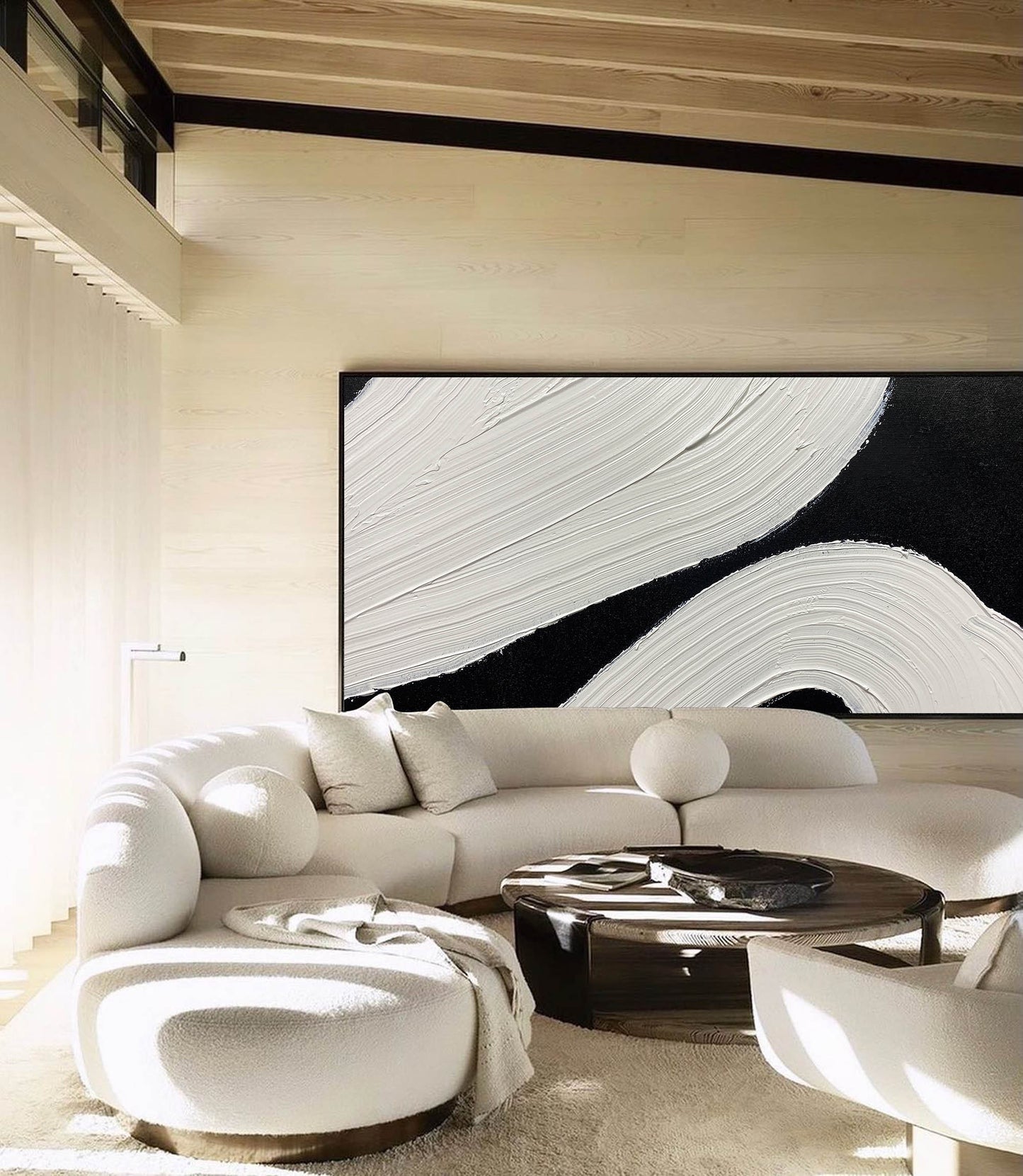 Modern Minimalist Abstract Line Art Oil Painting for Contemporary Decor
