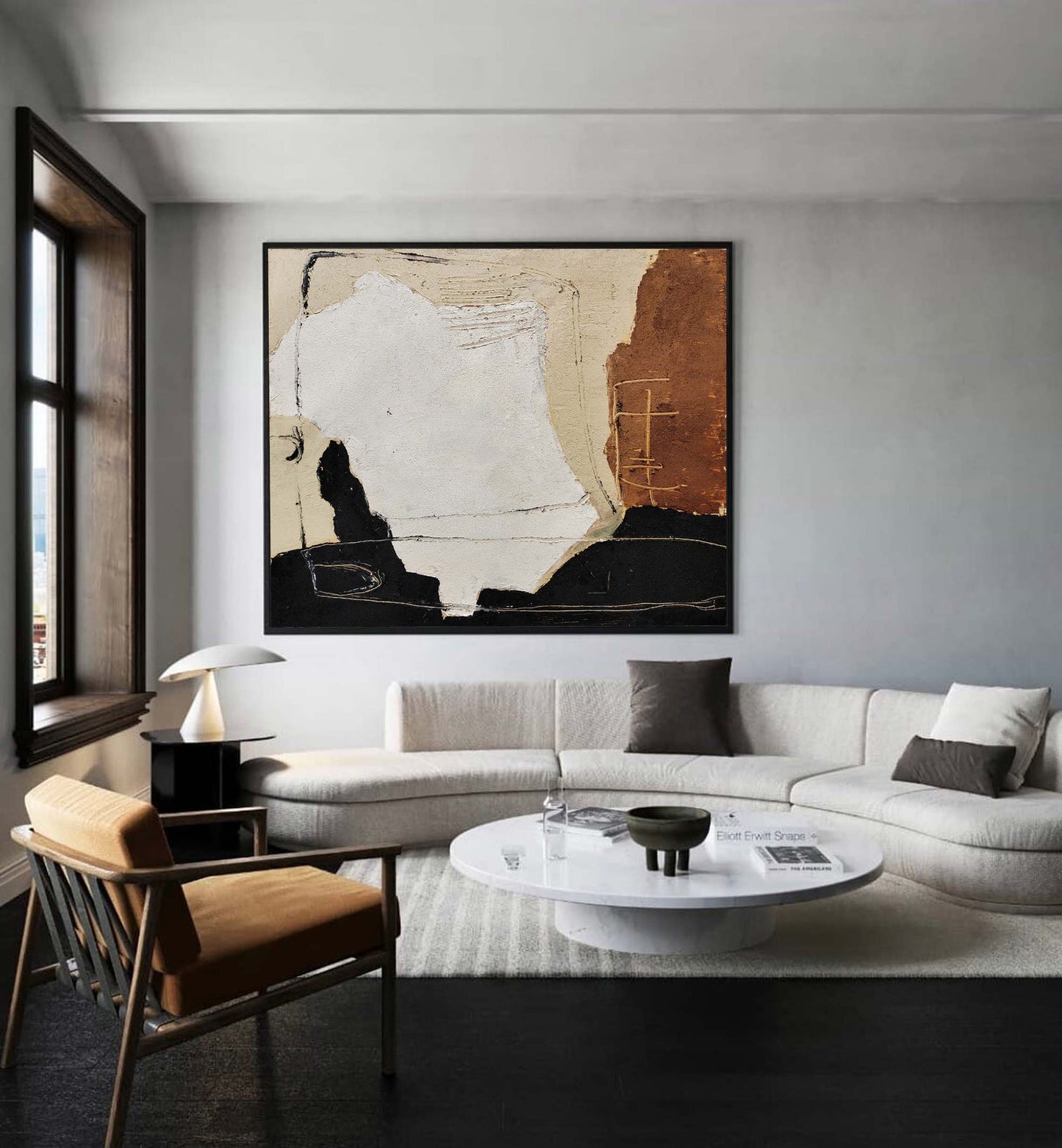 Contemporary Black and Brown Abstract Oil Painting for Modern Art Enthusiasts