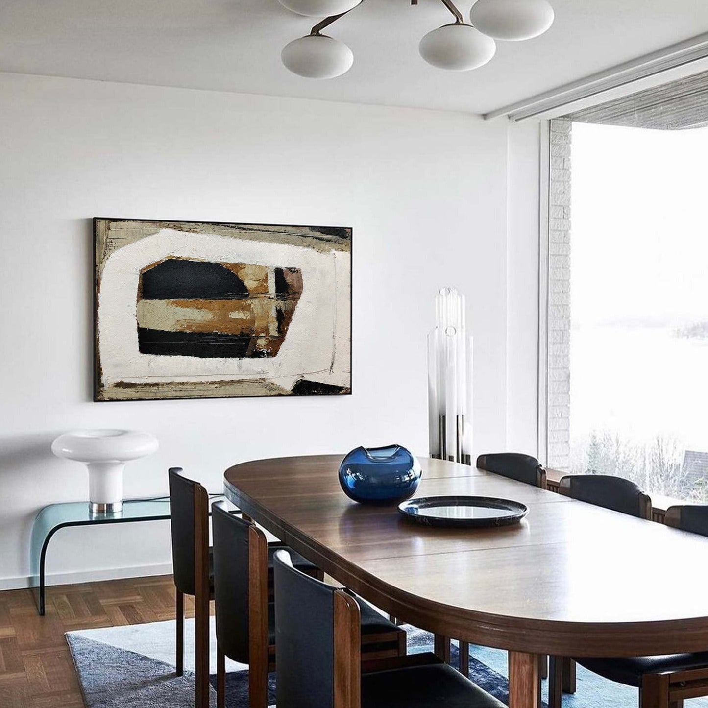 Contemporary Black and Brown Abstract Oil Painting for Modern Home Decor