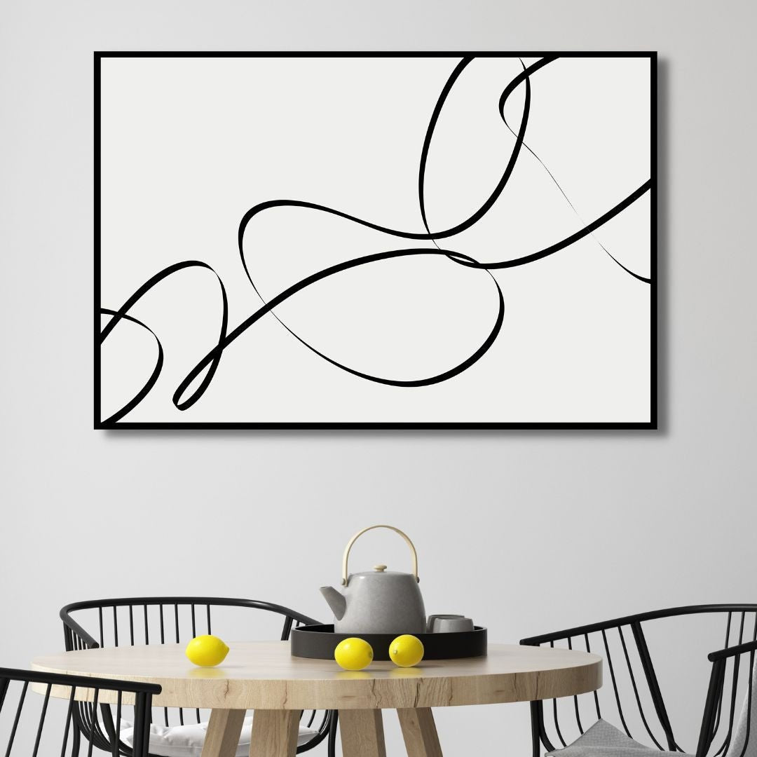 Elegant Minimalist Black Line Abstract Art for Modern Home Decor