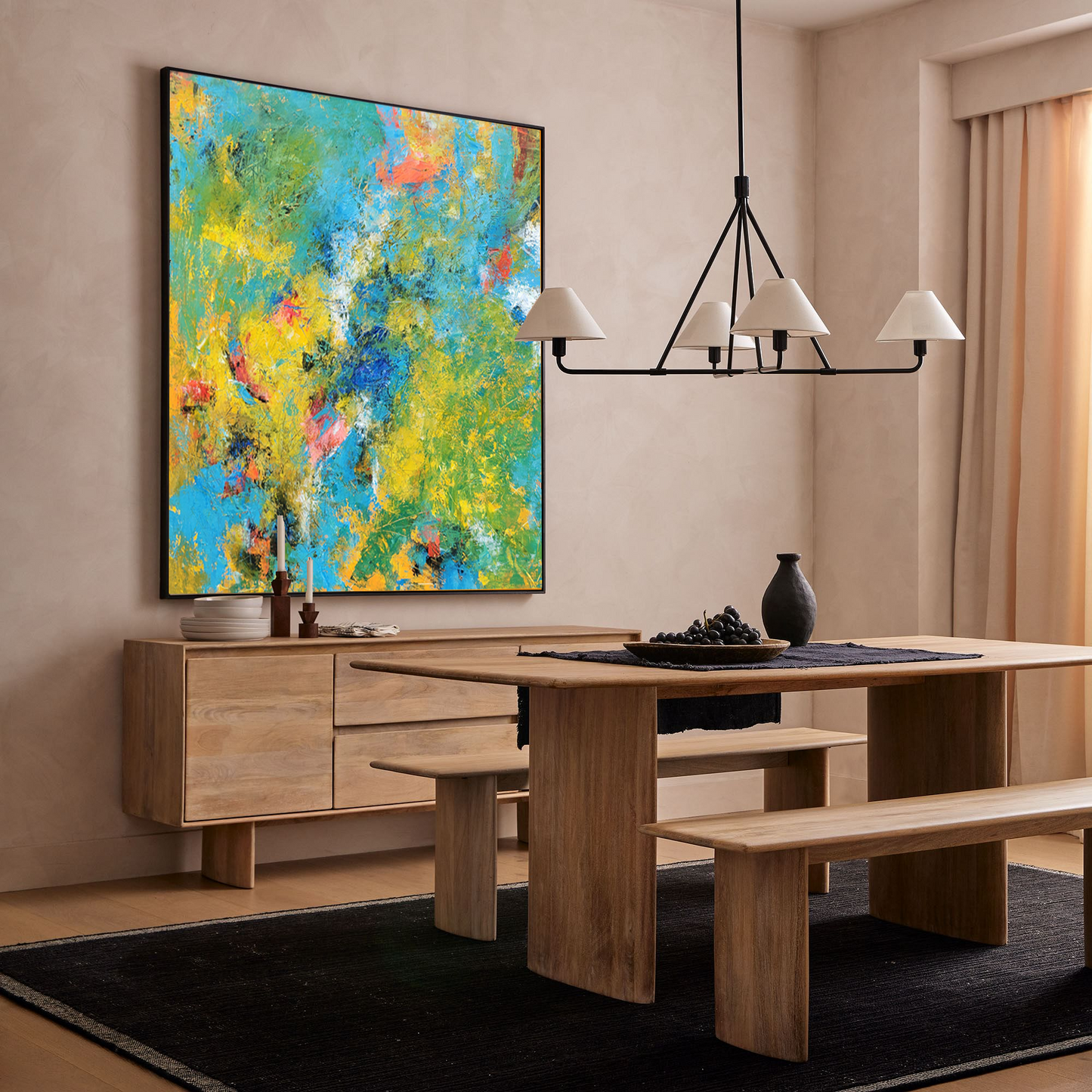 Colorful Abstract Oil Painting on Canvas - Modern Wall Art for Home Decor