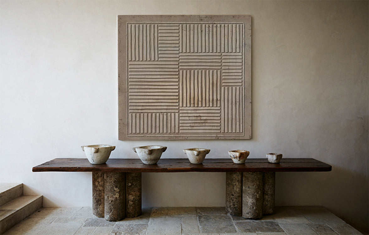 Contemporary Wabi-Sabi Minimalist Oil Painting for Serene Home Decor