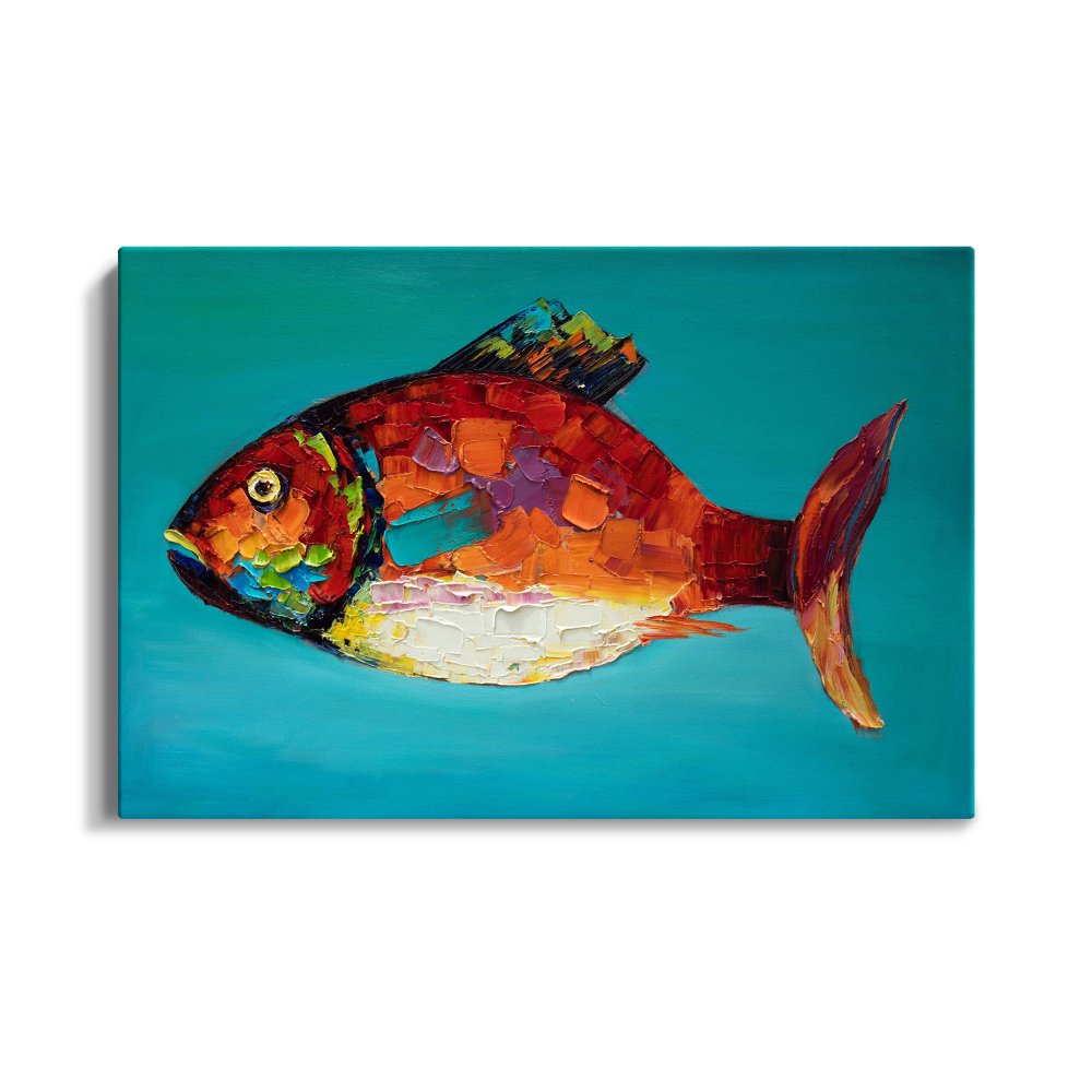 Vibrant Oceanic Fish Oil Painting for Colorful Home Décor