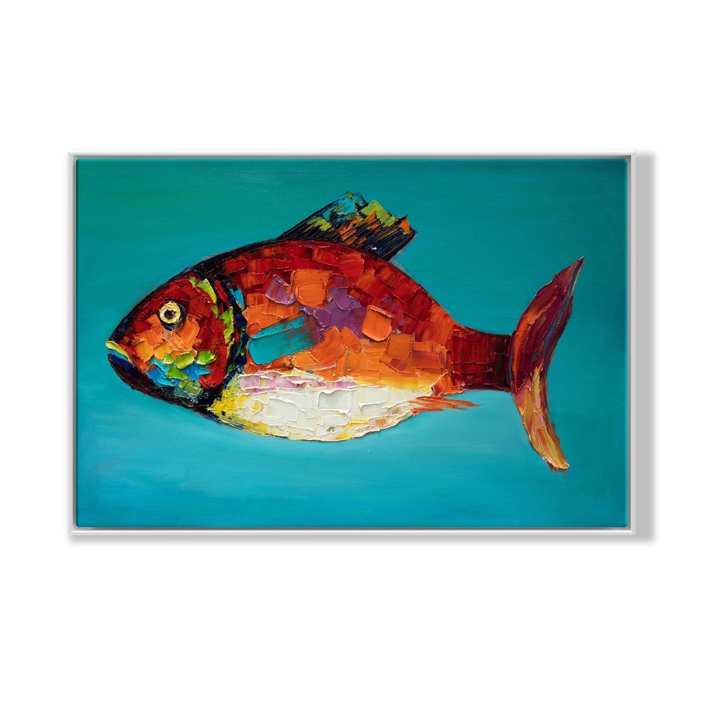 Vibrant Oceanic Fish Oil Painting for Colorful Home Décor