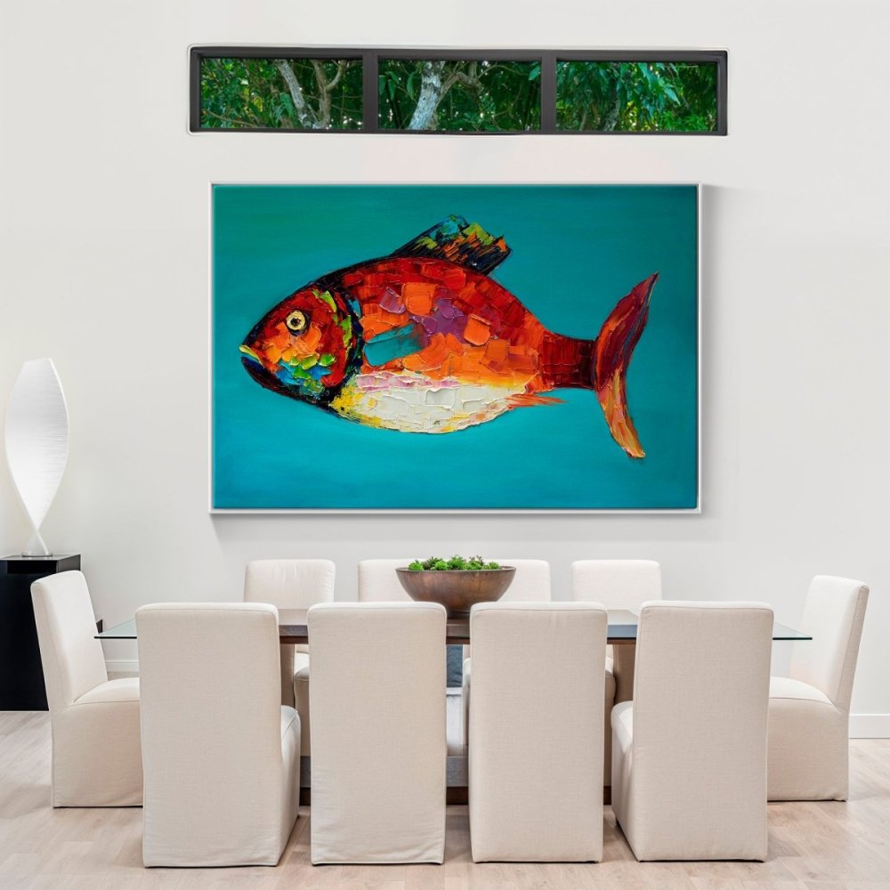 Vibrant Oceanic Fish Oil Painting for Colorful Home Décor