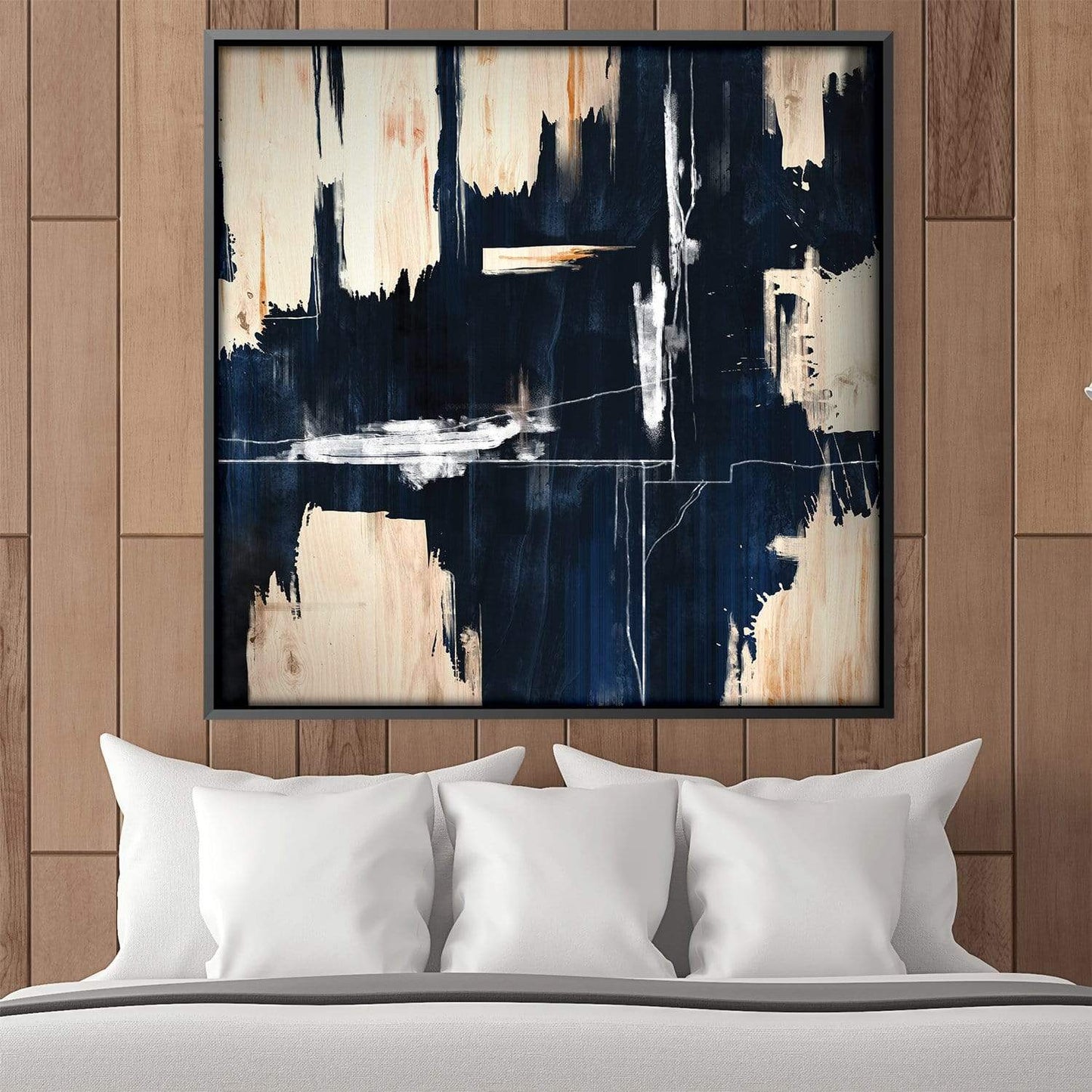 Bold Deep Blue Abstract Oil Painting for Modern Home Decor