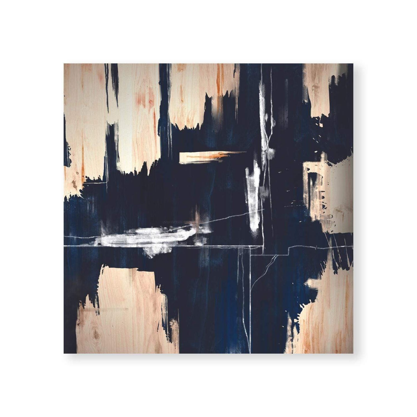 Bold Deep Blue Abstract Oil Painting for Modern Home Decor