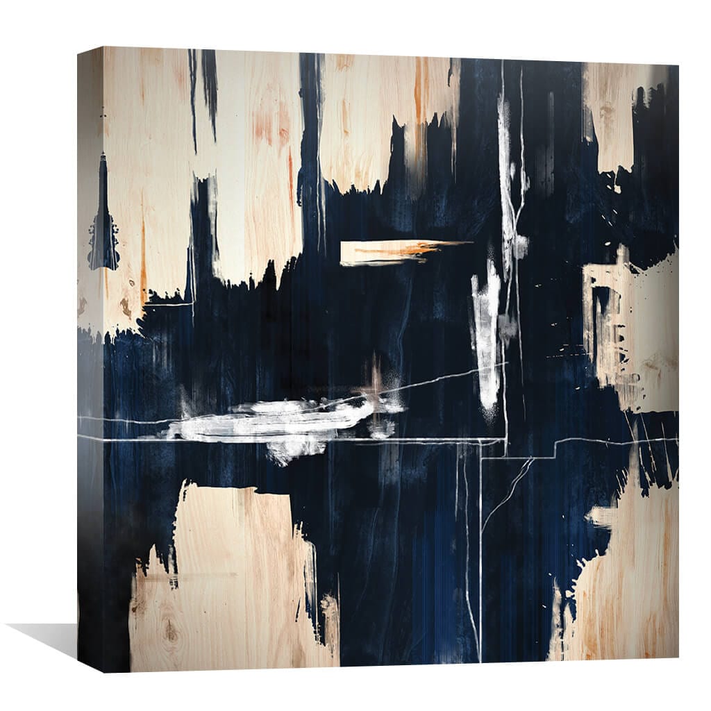 Bold Deep Blue Abstract Oil Painting for Modern Home Decor