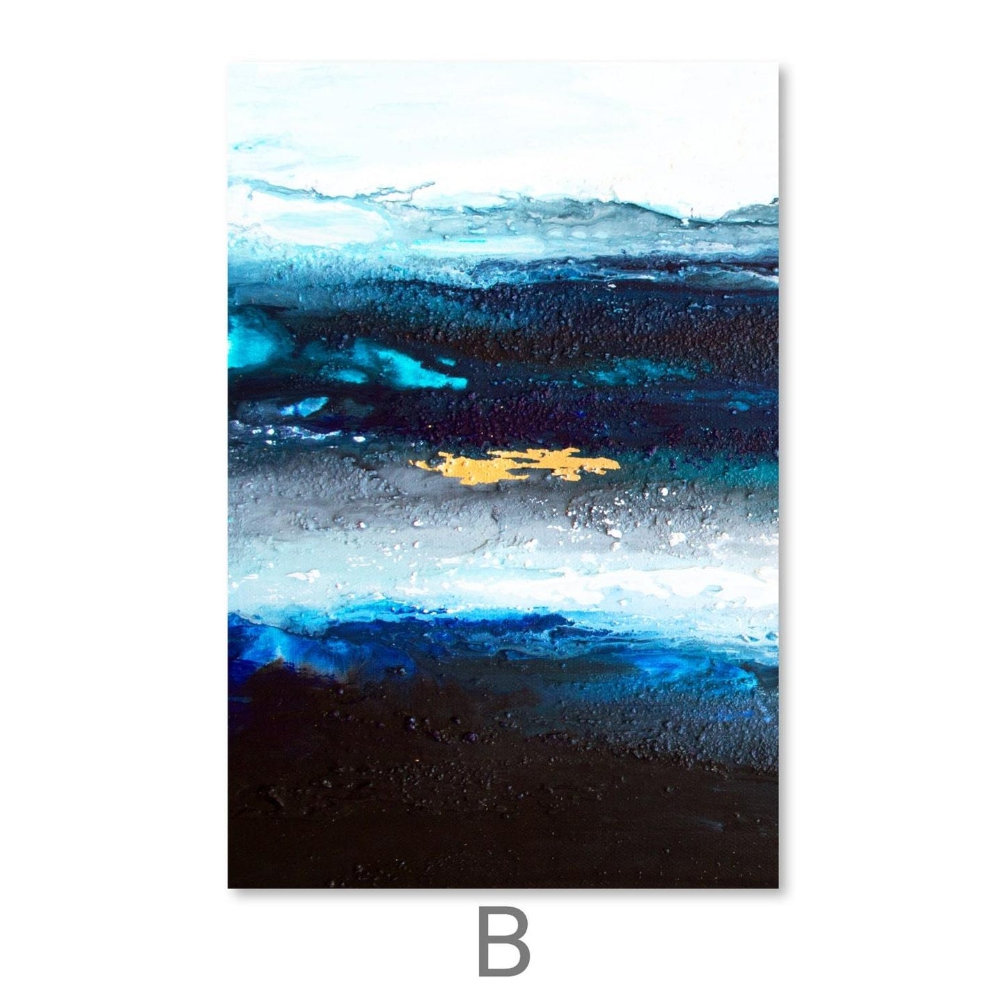 Tranquil Deep Ocean Abstract Oil Painting for Serene Home Decor